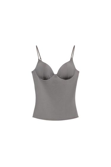 TOP MEZCLA POLIAMIDA - Plomo oscuro de Zara