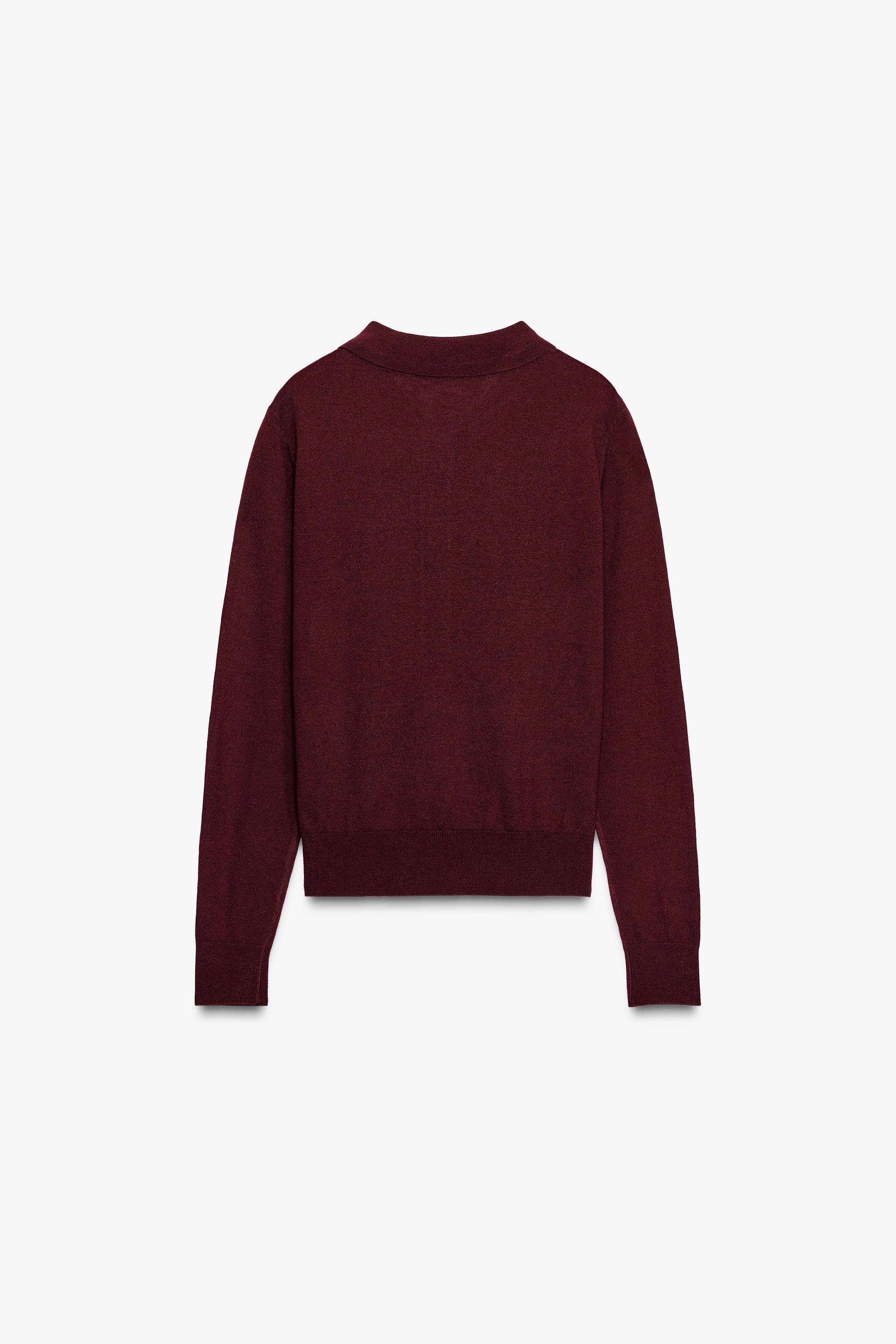 PLAIN KNIT POLO SWEATER