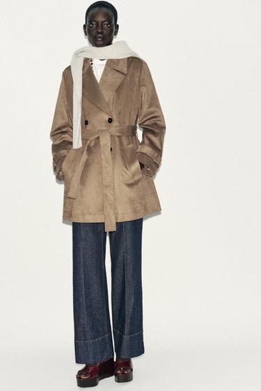 SUEDE EFFECT TRENCH COAT - camel by Zara