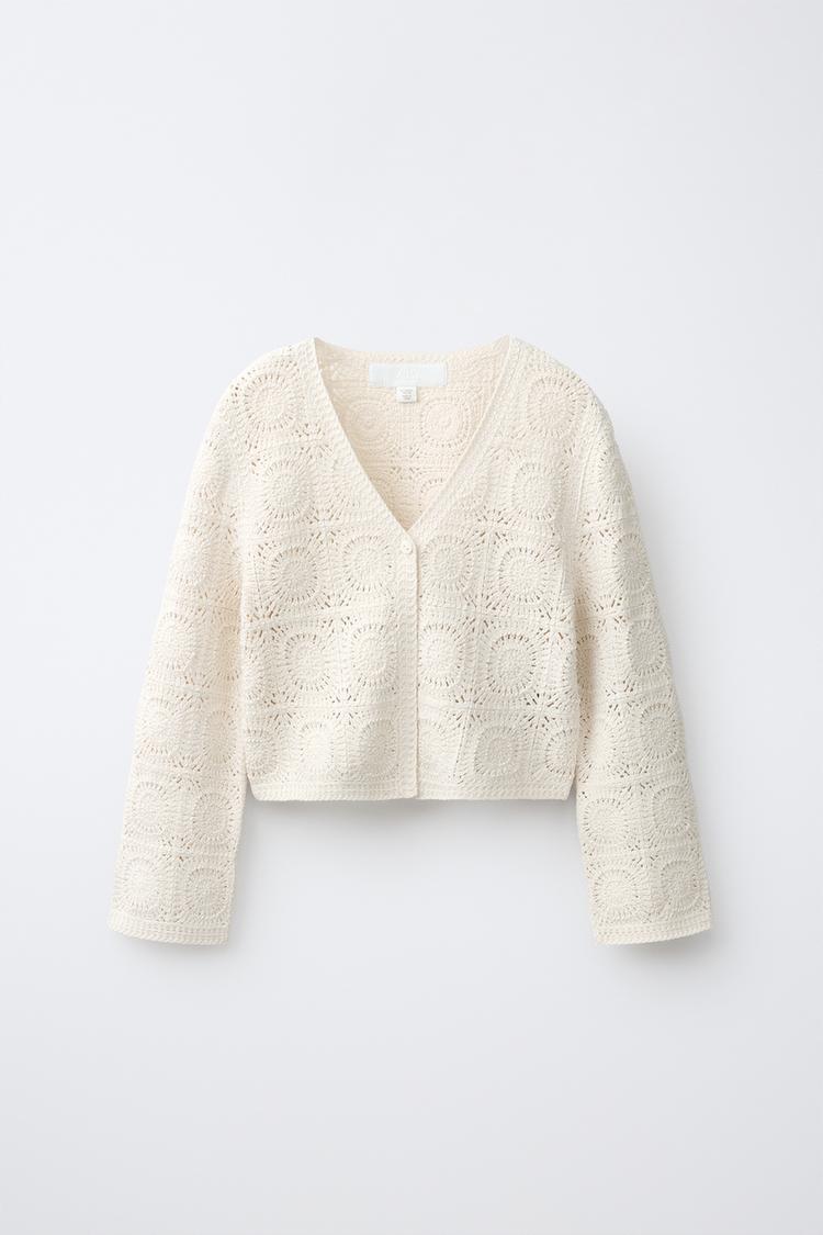 Cárdigan de punto crochet floral 3