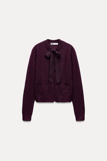 WOOL AND ALPACA TIE JACKET - Aubergine by Zara