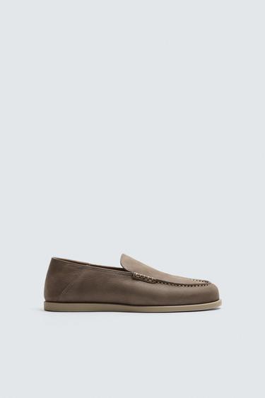 CASUAL LEATHER LOAFERS - Grey by Zara