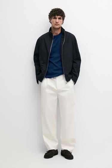 Zara Cotton blend high-neck jacket - Dark navy - Image 0
