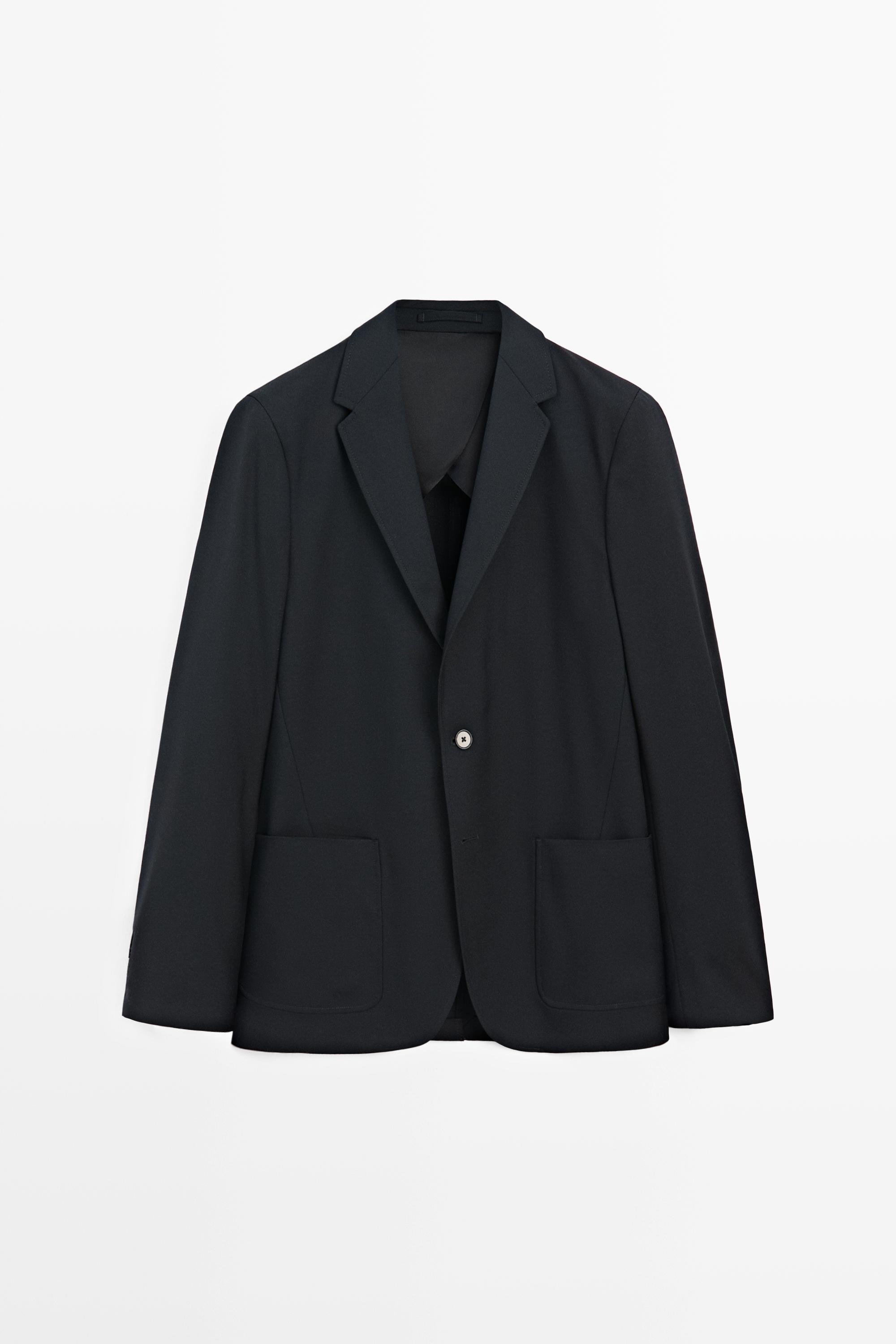 Textured cold wool blazer — Deep blue