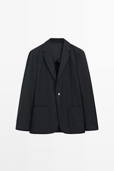 Zara Textured cold wool blazer - Deep blue - Image 0