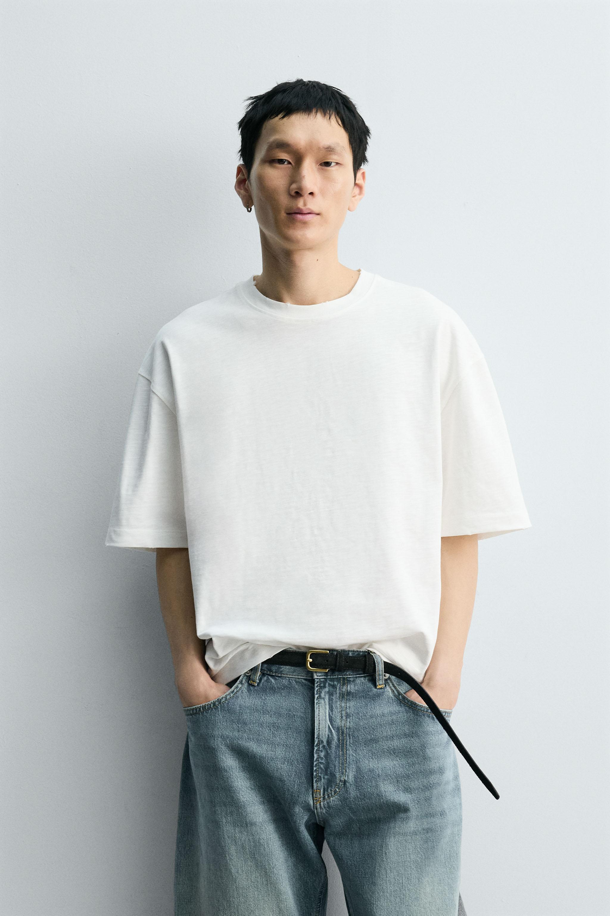 WASHED SLUB TEXTURED T-SHIRT