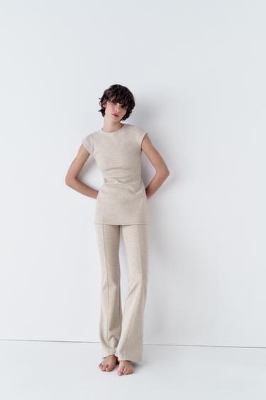 TOP CINTRE CÔTELÉ - Beige chiné de Zara - Image 0