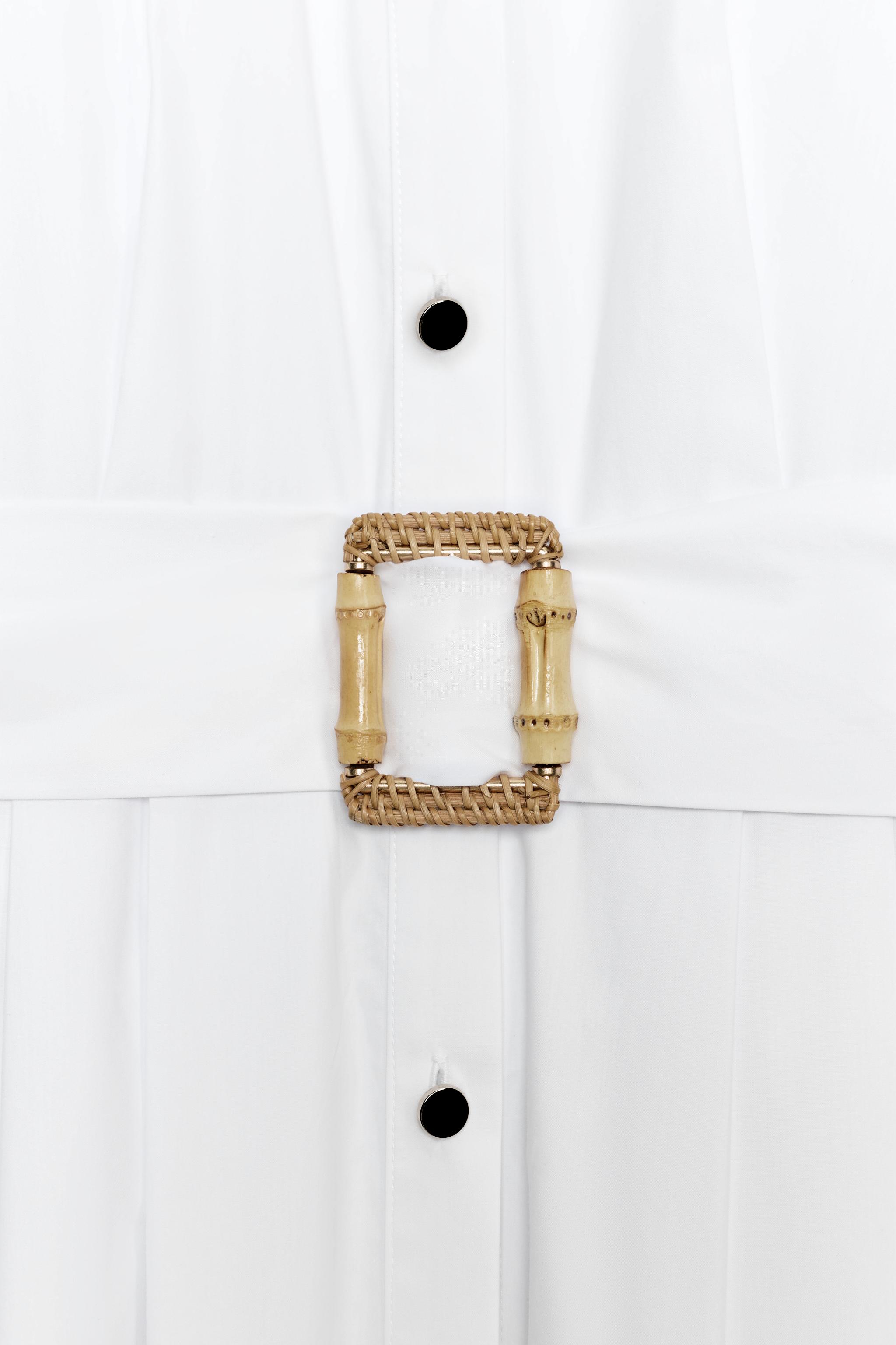 BELTED POPLIN MIDI DRESS