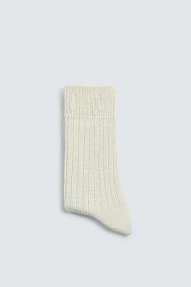 Zara 羅紋紋理襪 - 裸色