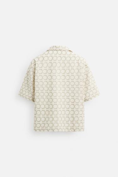 GEOMETRIC EMBROIDERED SHIRT - Beige by Zara - Image 9