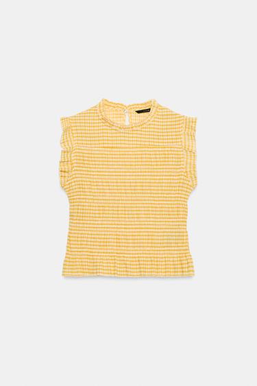 TOP NID D'ABEILLE À CARREAUX VICHY - écru/jaune de Zara