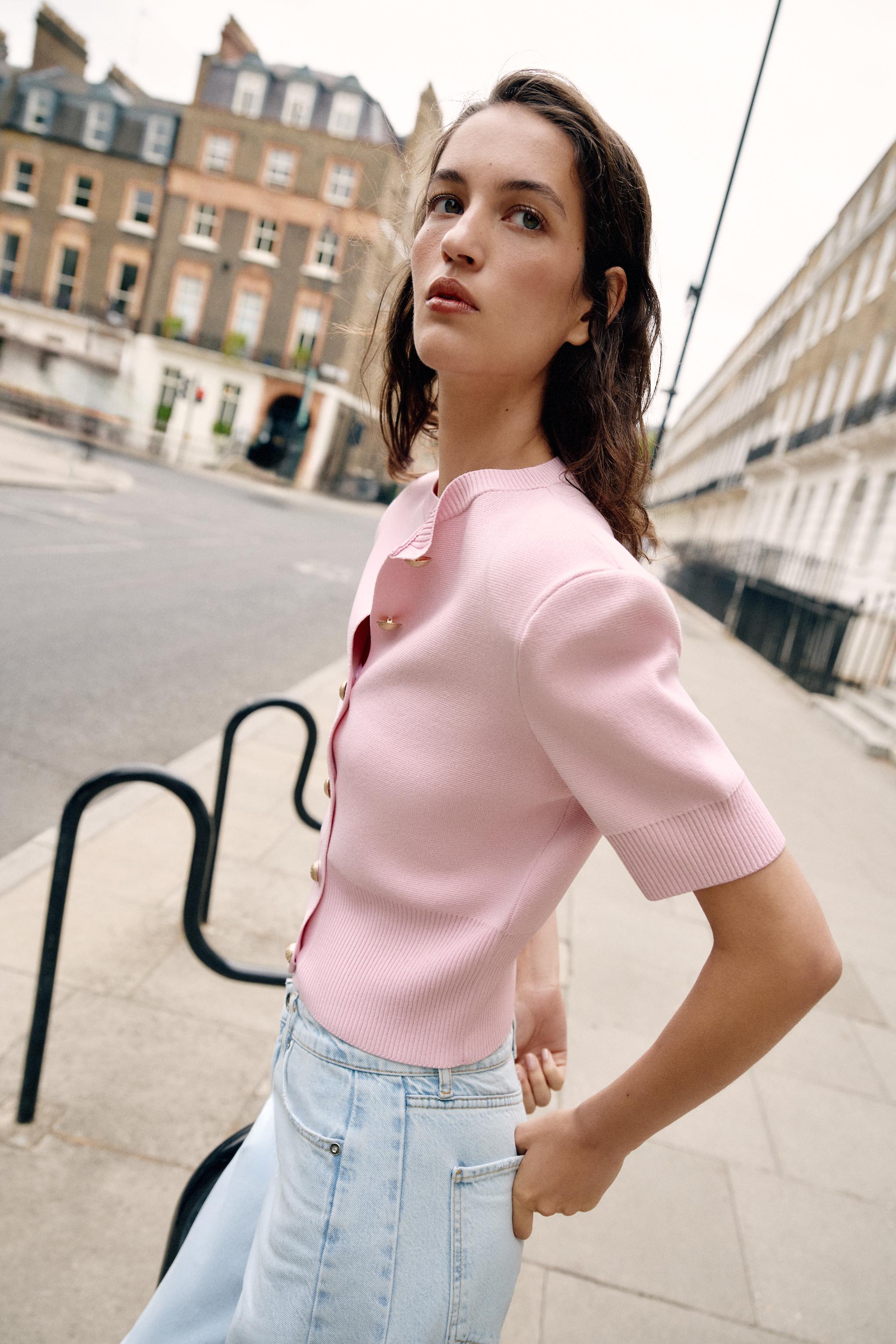 Женские куртки Zara CROPPED SHOULDER PAD JACKET — фото 3