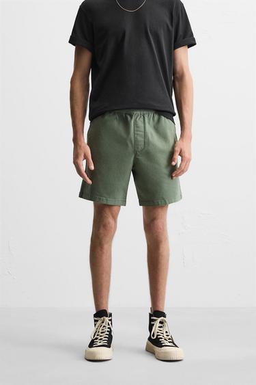 RELAXED FIT BERMUDA SHORTS - Green by Zara