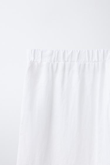 LINEN BLEND STRAIGHT TROUSERS - Oyster-white by Zara - Image 3