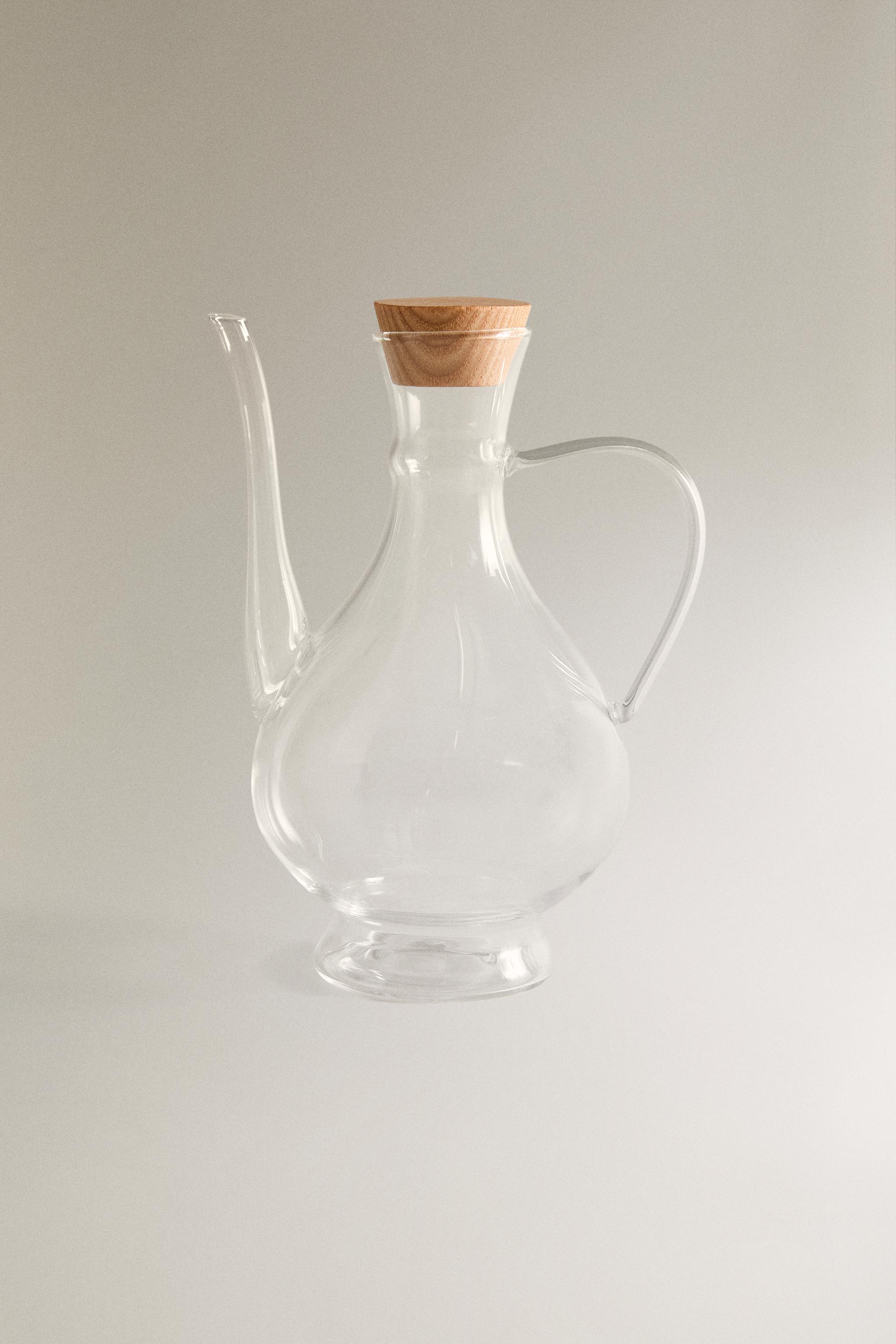 BOROSILICATE GLASS CRUET WITH WOOD STOPPER
