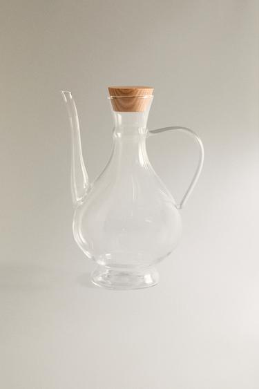 BOROSILICATE CRUET WITH WOODEN STOPPER - Transparent by Zara - Image 0
