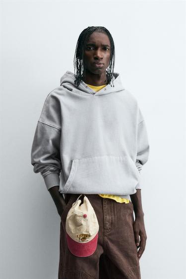WASHED HOODIE - Anthracite grey by Zara