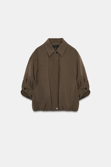VESTE BOMBER À MANCHES RETROUSSÉES - Tabac de Zara - Image 5