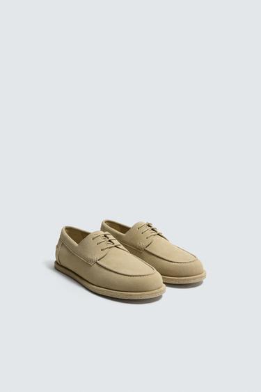 ZAPATO NÁUTICO PIEL CASUAL - Blanco Crudo de Zara