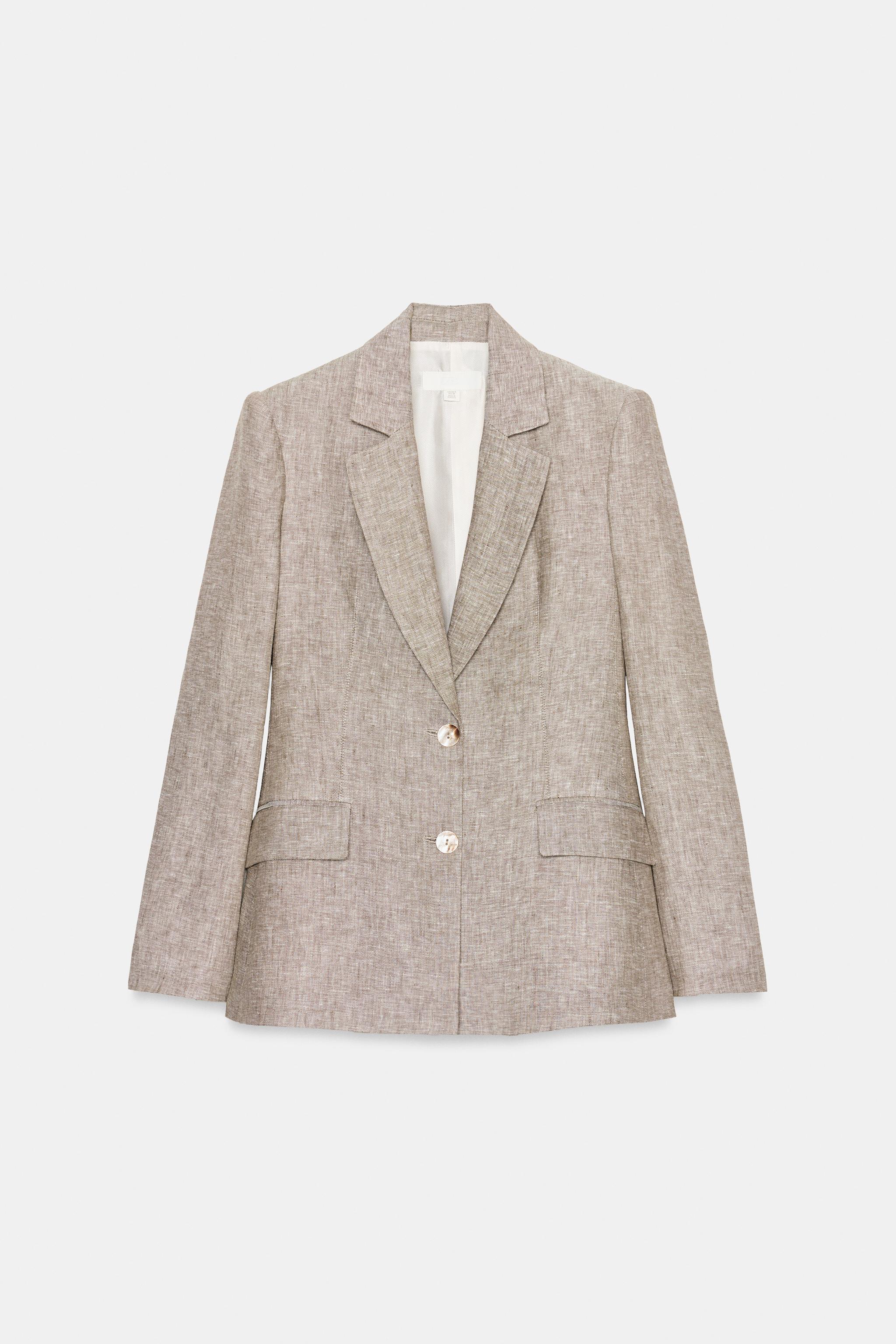 %100 KETEN VATKALI BLAZER - Görsel 6