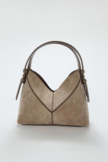 CONTRAST CANVAS MINI TOTE BAG - SAND/BROWN by Zara