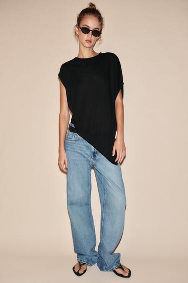 TOP ASYMÉTRIQUE EN MAILLE - Noir de Zara