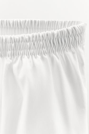 PANTALON STYLE PYJAMA EN POPELINE - Blanc de Zara - Image 5