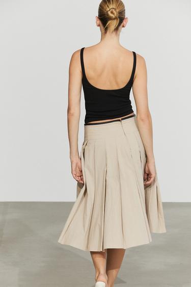 Zara Strappy cotton blend top - Black