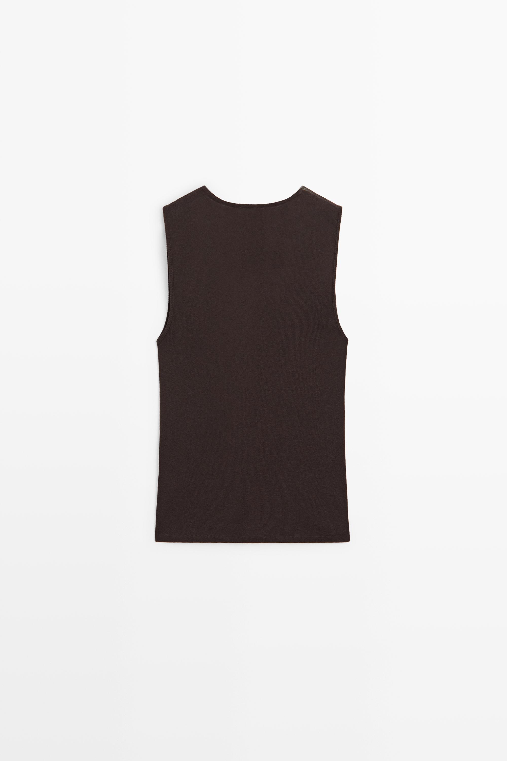 Top façon lingerie en coton et cachemire