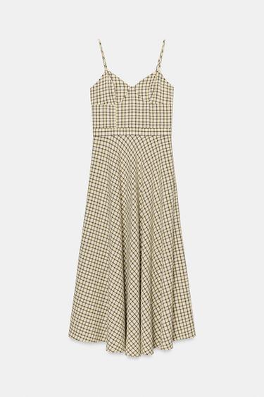 CHECK STRAPPY MIDI DRESS - Yellow by Zara - Image 7