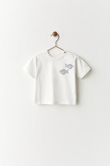 FISH PRINT T-SHIRT - White by Zara