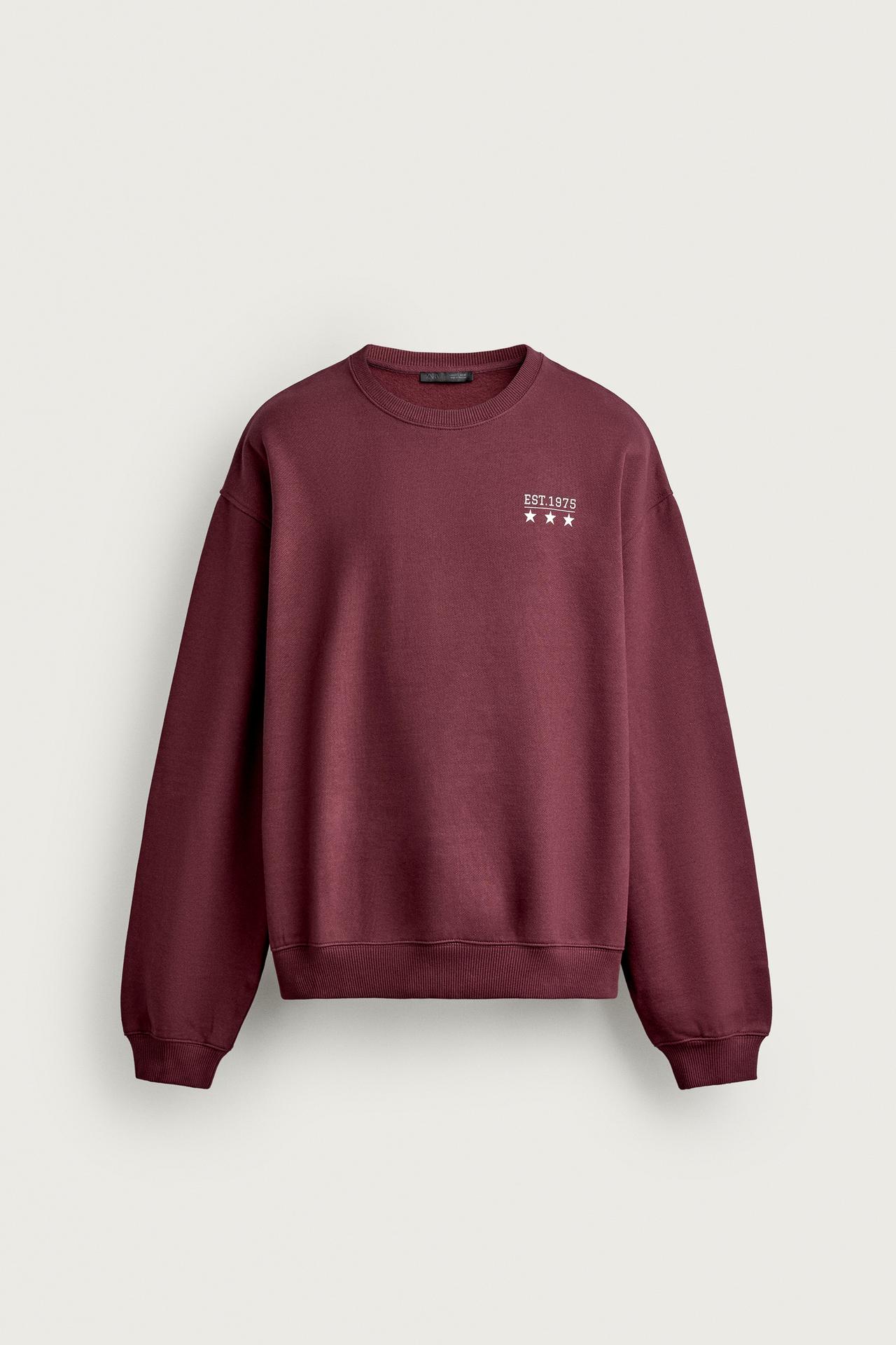RELAXED FIT TEXT PATCH SWEATSHIRT — Maroon