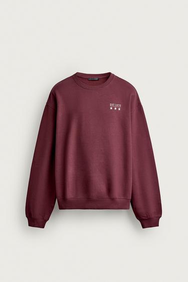 RELAXED FIT TEXT PATCH SWEATSHIRT — Maroon 1