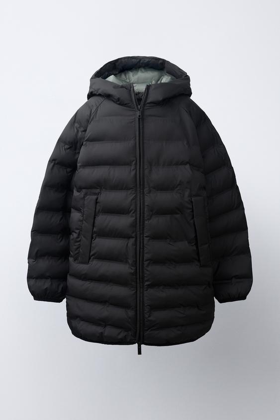 WATER-REPELLENT LONG PUFFER COAT - Black de Zara - Imagen 0