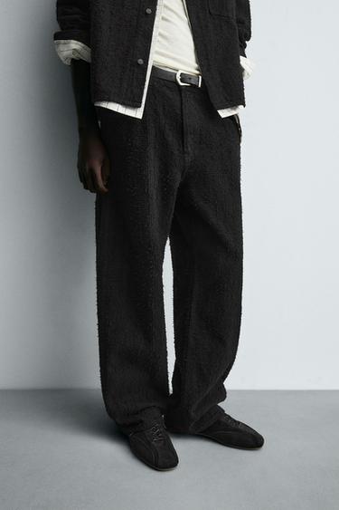 Zara RELAXED FIT JEANS TEXTURE - Black