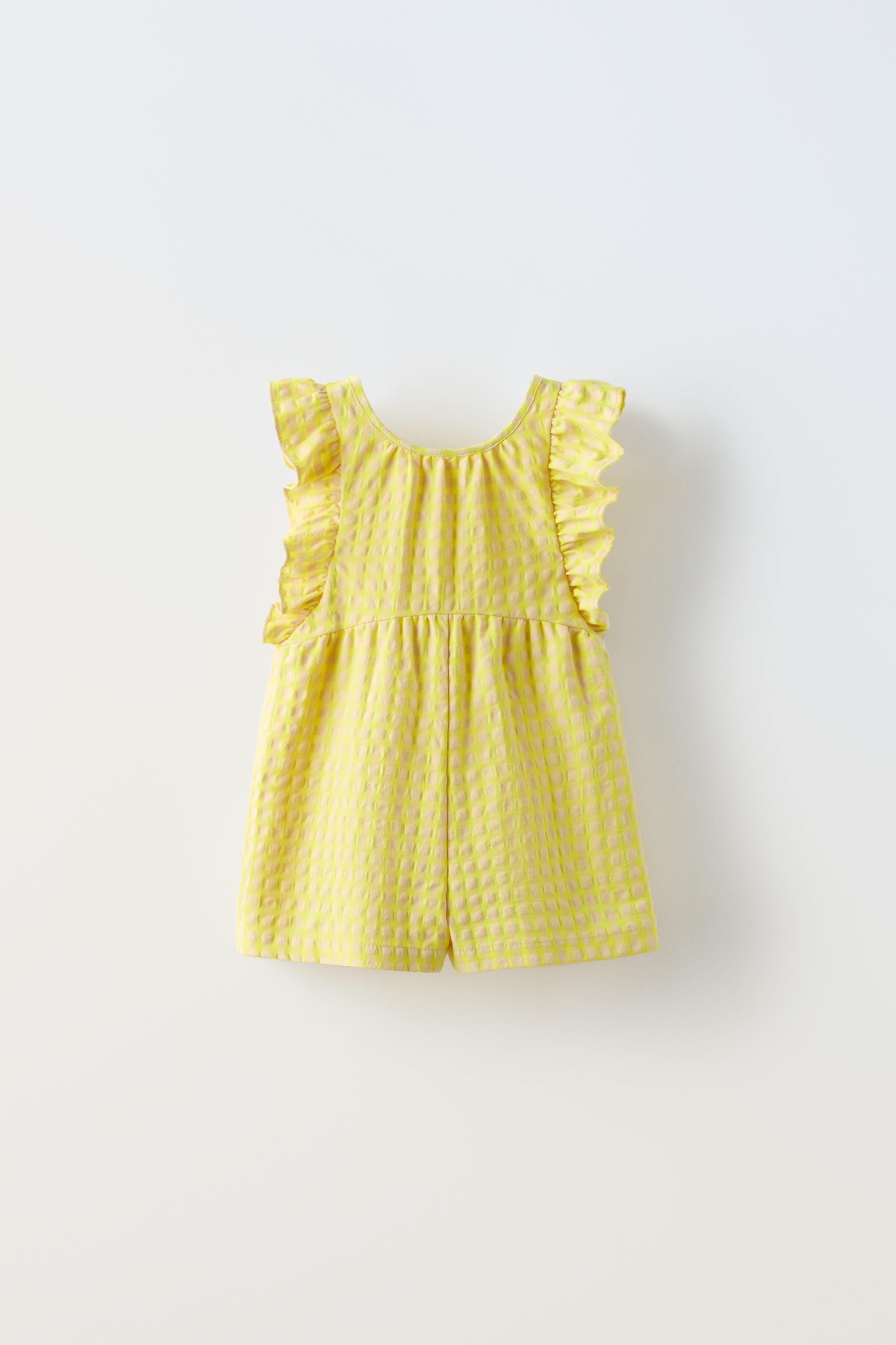 RUFFLED GINGHAM JUMPSUIT - Yellow | ZARA United States