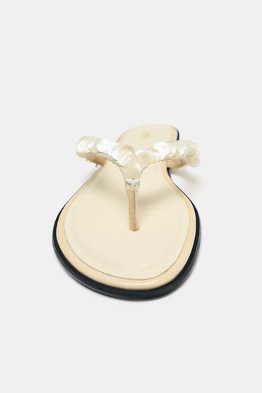 BEADED STRAP SANDALS - Beige by Zara - Image 4