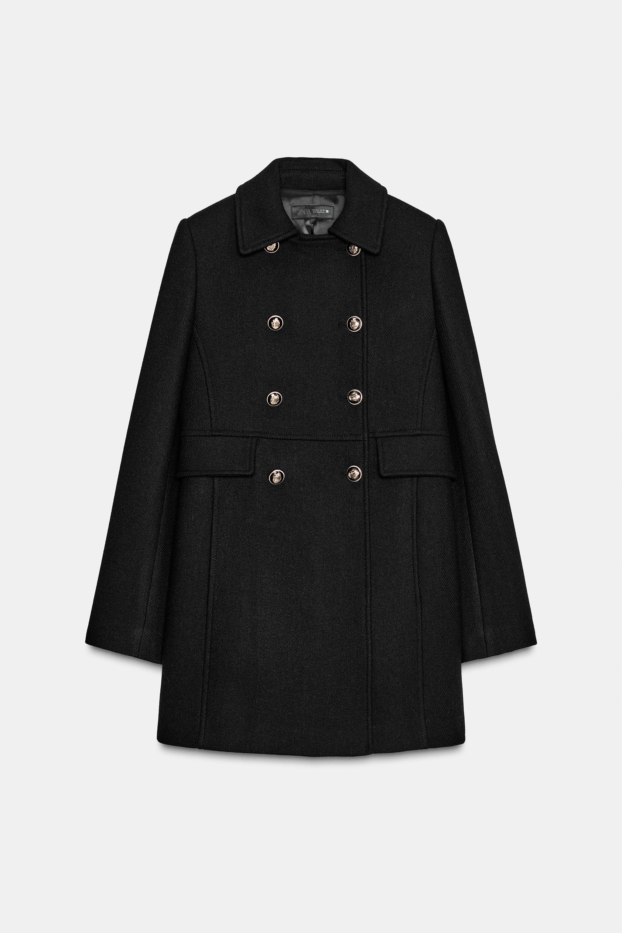 ZARA ダブルブレスト ブークレコート ダークブルー 今期完売zaraダブルブレストブークレPコート⭐︎ザラ - メルカリ