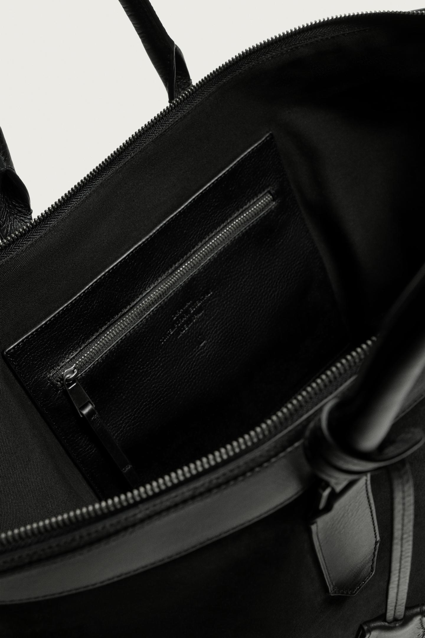 Мужская сумка Zara Leather Travel, цвет: Чёрный — фото 10