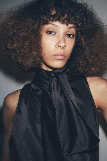 TOP SATINÉ SANS MANCHES ZW COLLECTION - Noir de Zara - Image 1