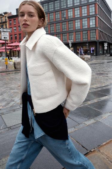 BOUCLÉ JACKET WITH PATCH POCKETS - Ecru by Zara
