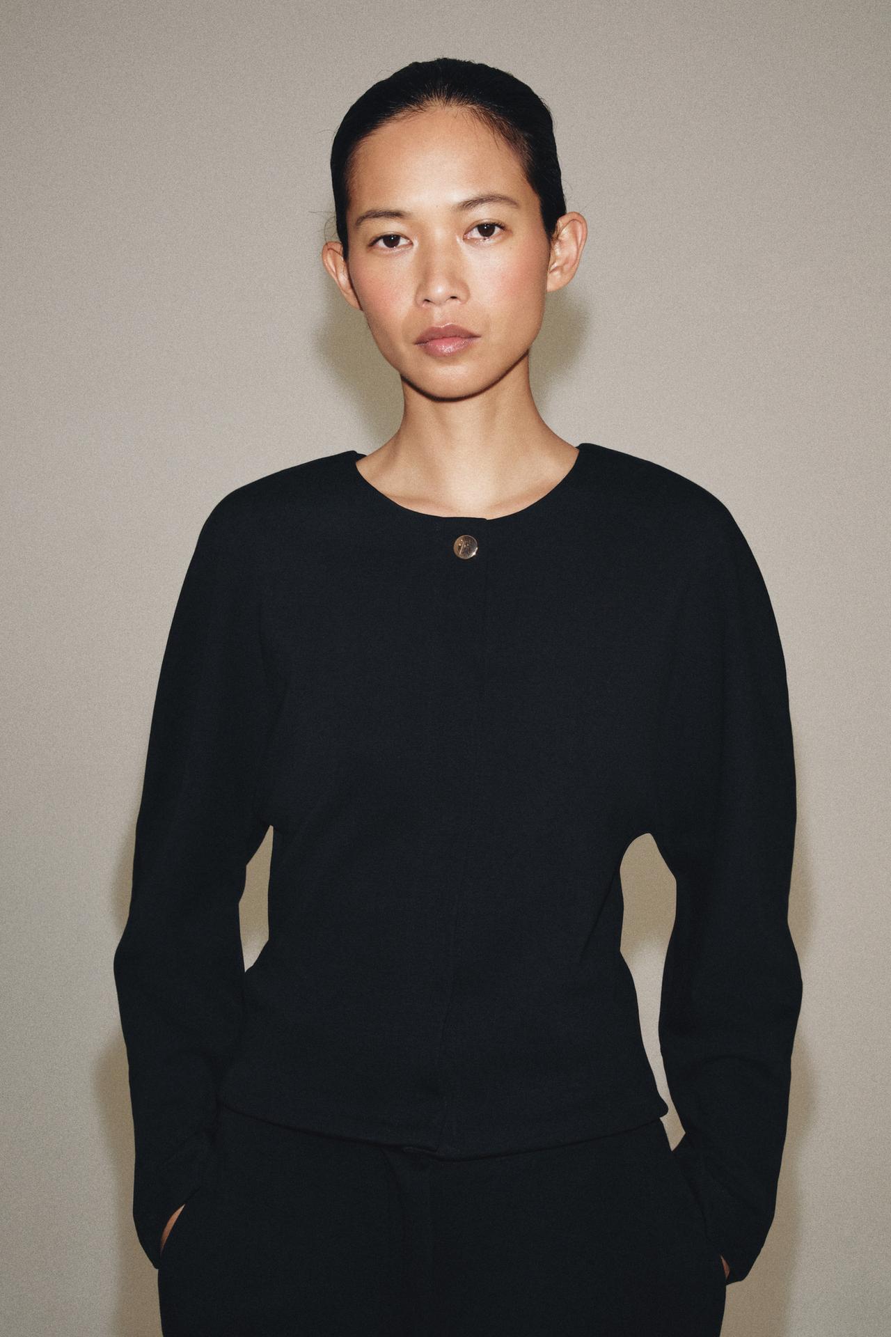BUTTON JACKET — Black