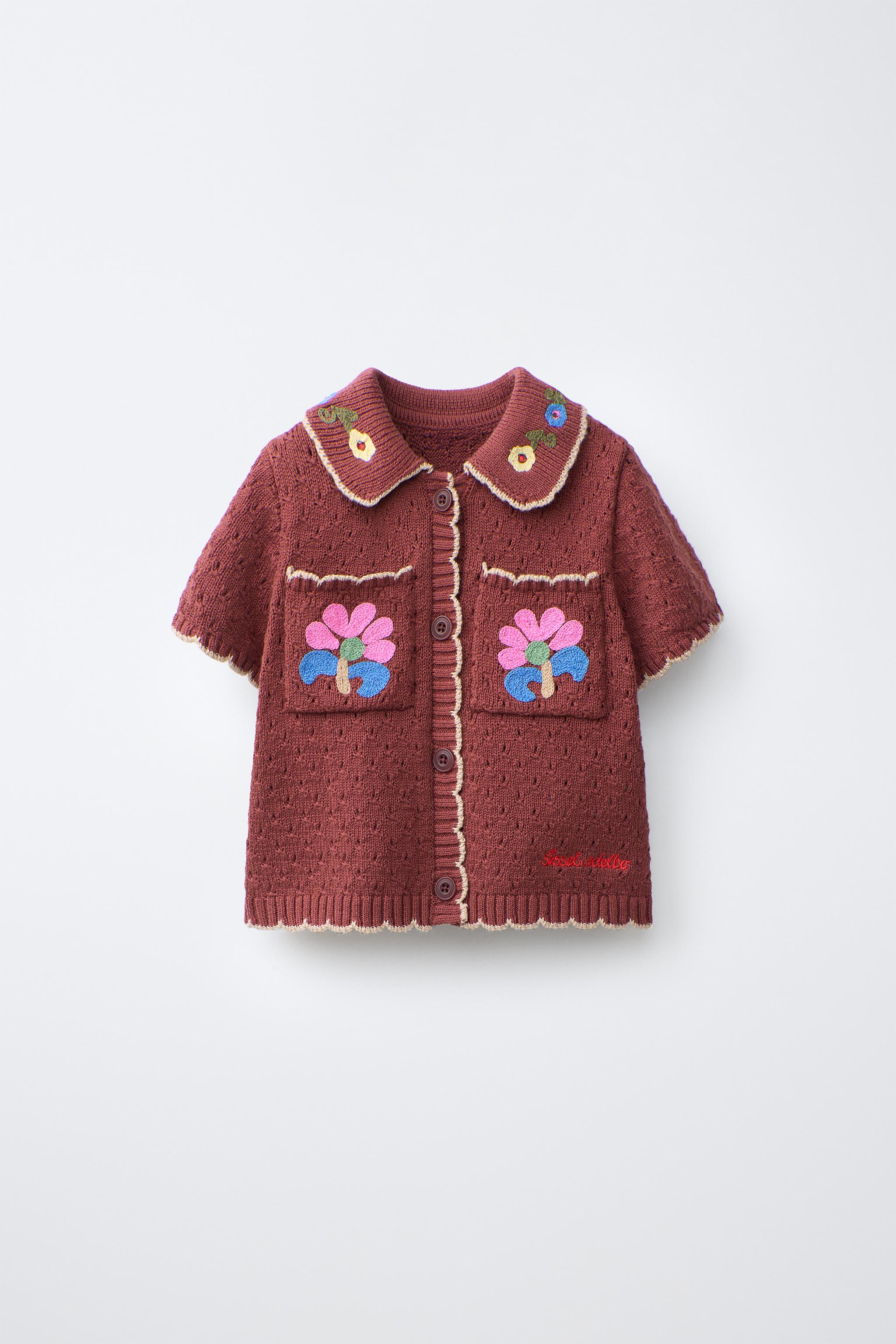 フラワー刺繍ニットポロシャツ シセル・エデルボ x ザラキッズ