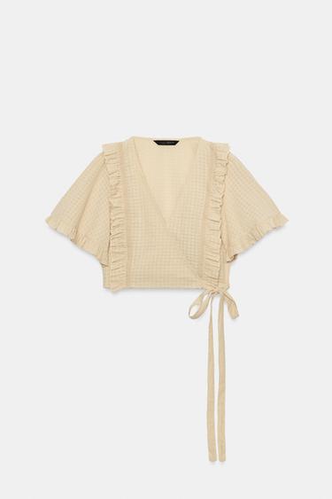 TOP COURT EFFET CACHE-CŒUR STRUCTURÉ - Camel moyen de Zara - Image 4