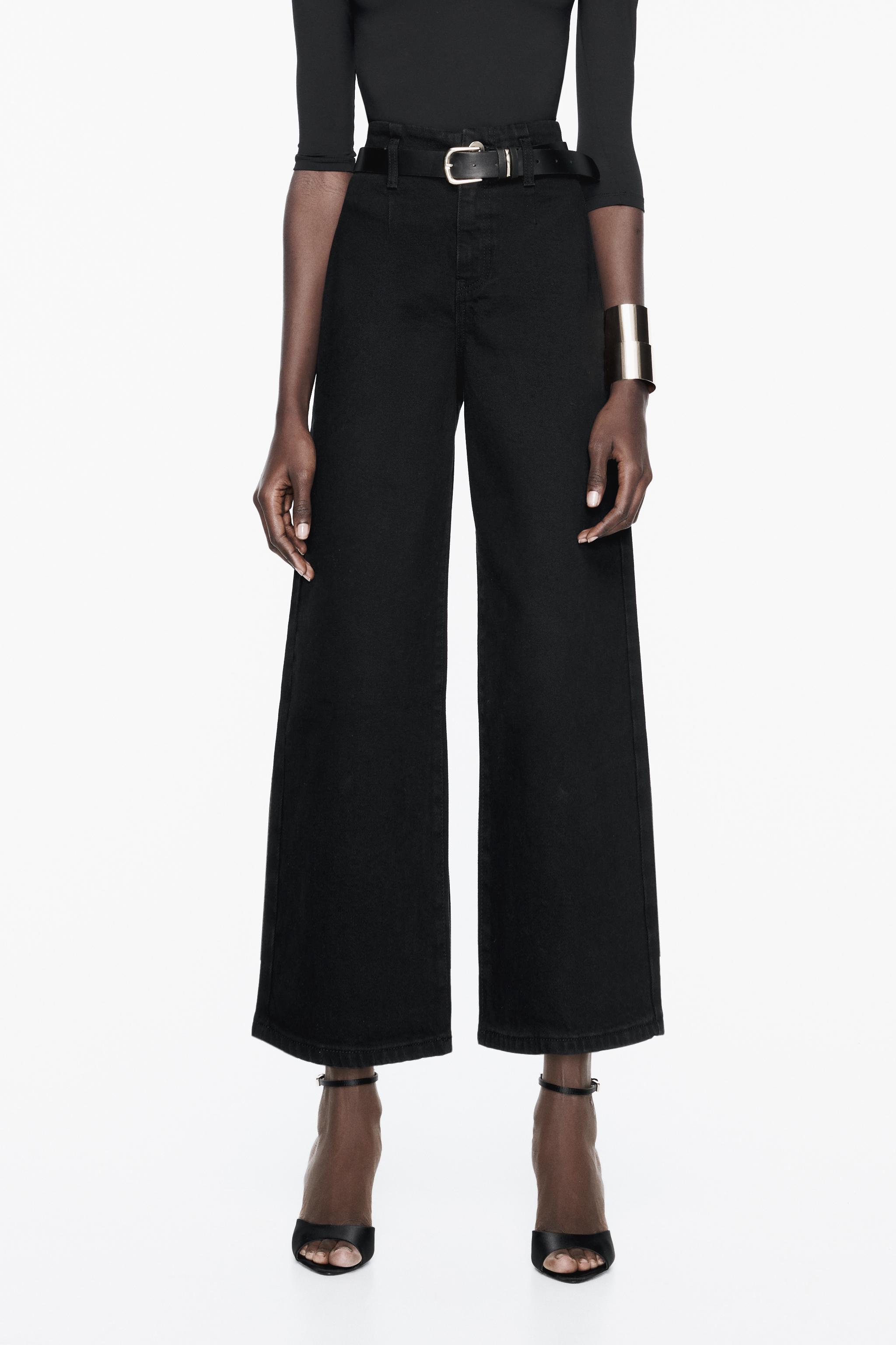 Z1975 BELTED HIGH RISE CROPPED WIDE LEG JEANS