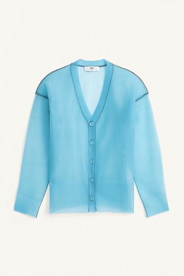 LIMITED EDITION SEMI-SHEER CARDIGAN - Aquamarine by Zara - Image 5
