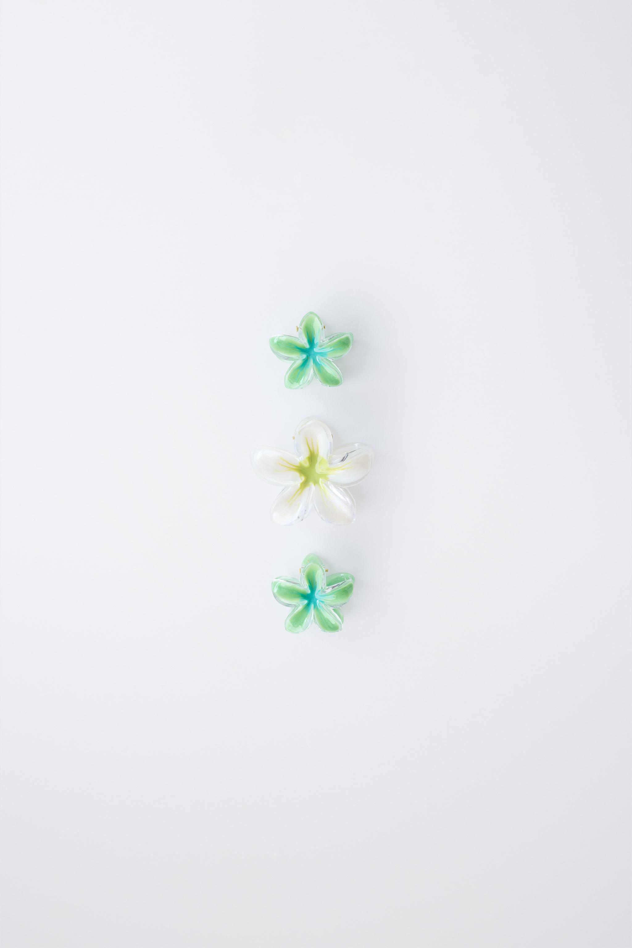 PACK OF THREE HIBISCUS HAIR CLIPS