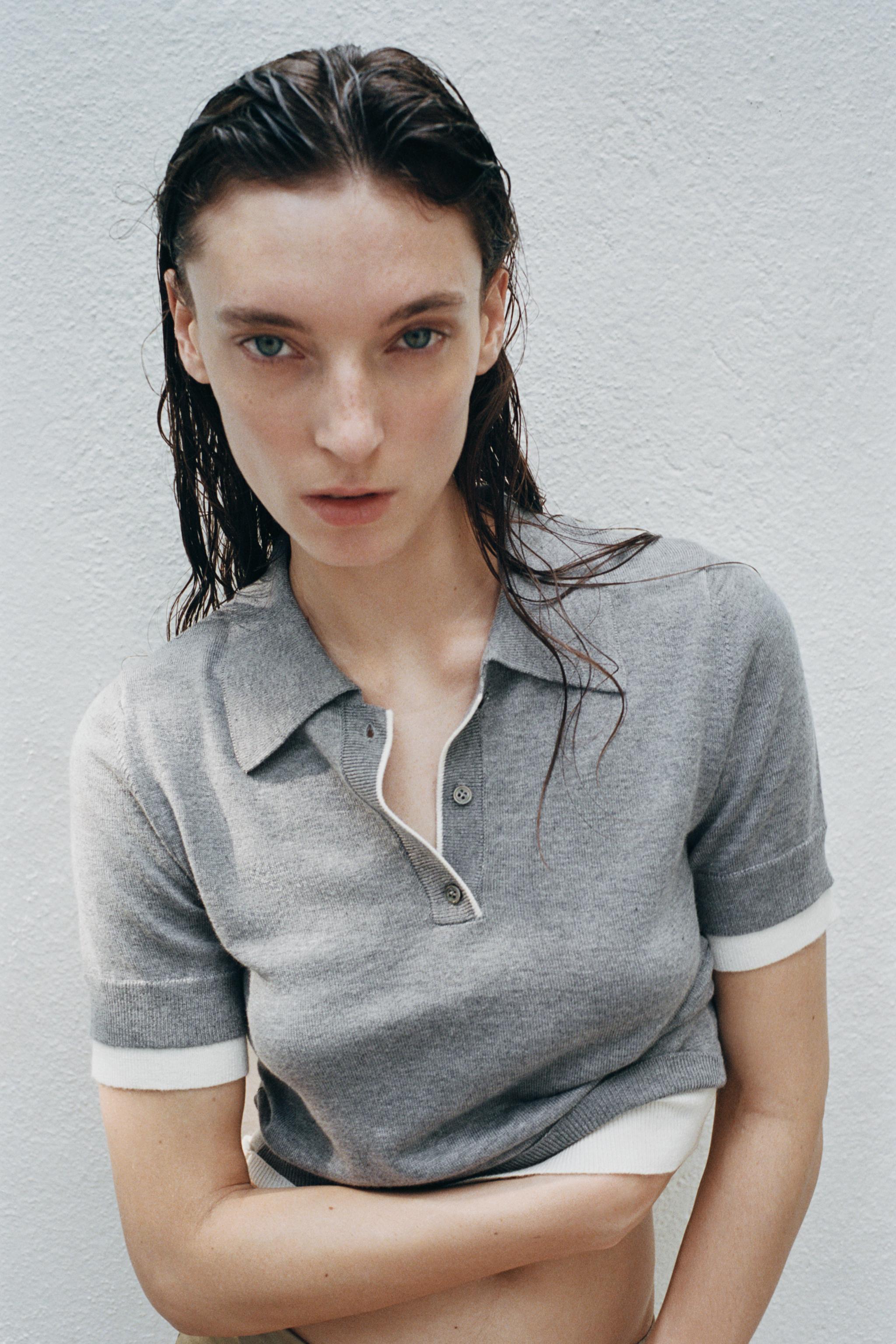コンビニットポロシャツトップ - ライトグレー | ZARA Japan / 日本