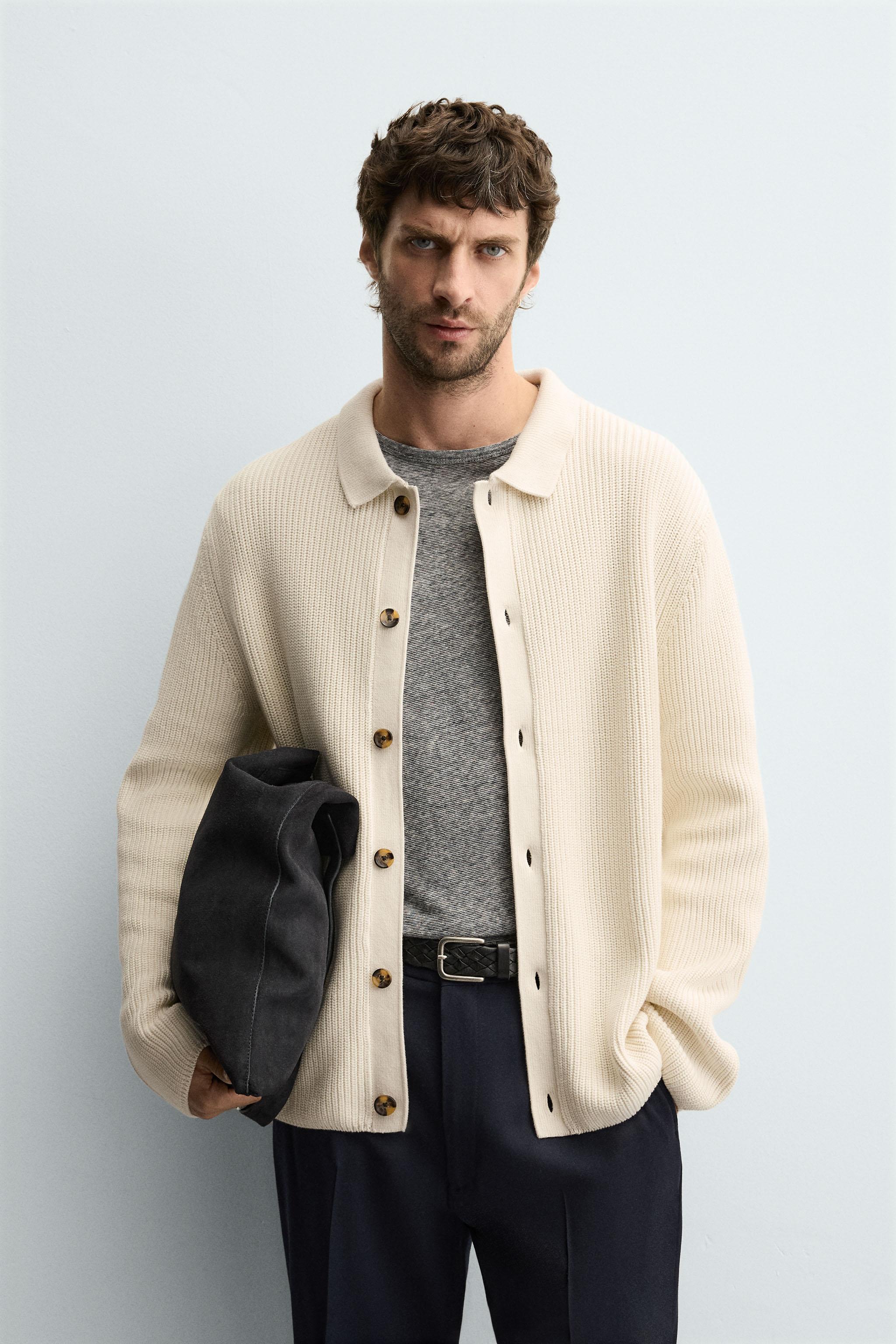 ZARA メンズ　コントラストジップアップカーディガン ZARA メンズ コントラストジップアップカーディガン ZARA メンズ