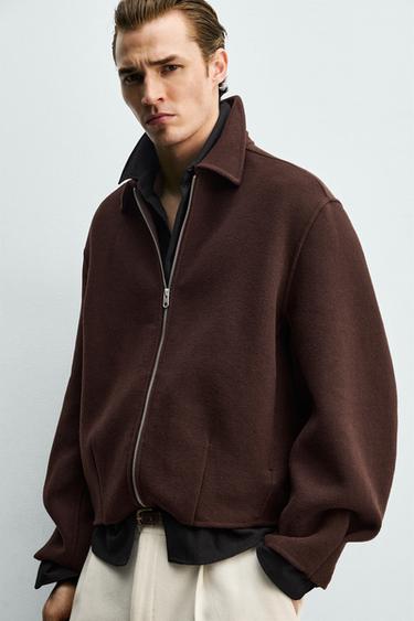 BLOUSON COUPE BOXY AVEC LAINE - Aubergine de Zara - Image 4